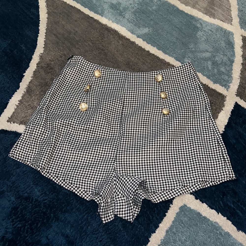 Double Breasted Houndstooth Shorts